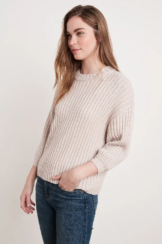 Sweaters in driftwood-KYANA ENGINEERED STITCHES CREW NECK SWEATER