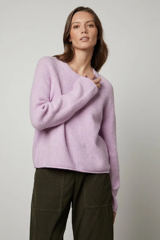 Sweaters with slit necks-GIGI CREW NECK SWEATER