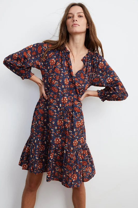 Dresses with long sleeves-SHOSHANA PRINTED DRESS