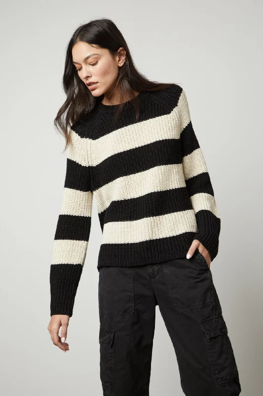 Sweaters for improv nights-CIARA STRIPED CREW NECK SWEATER