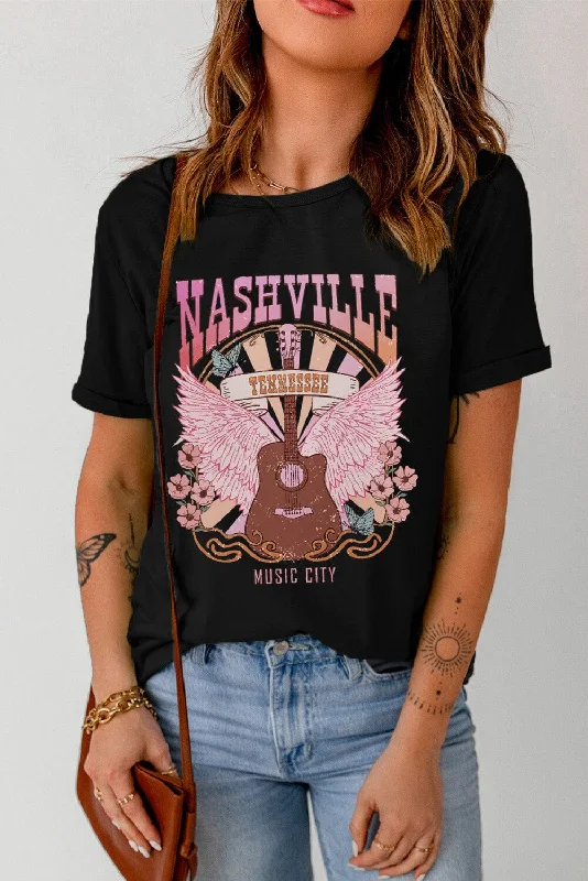 How to boost search engine rankings-NASHVILLE TENNESSEE MUSIC CITY Graphic Round Neck Tee