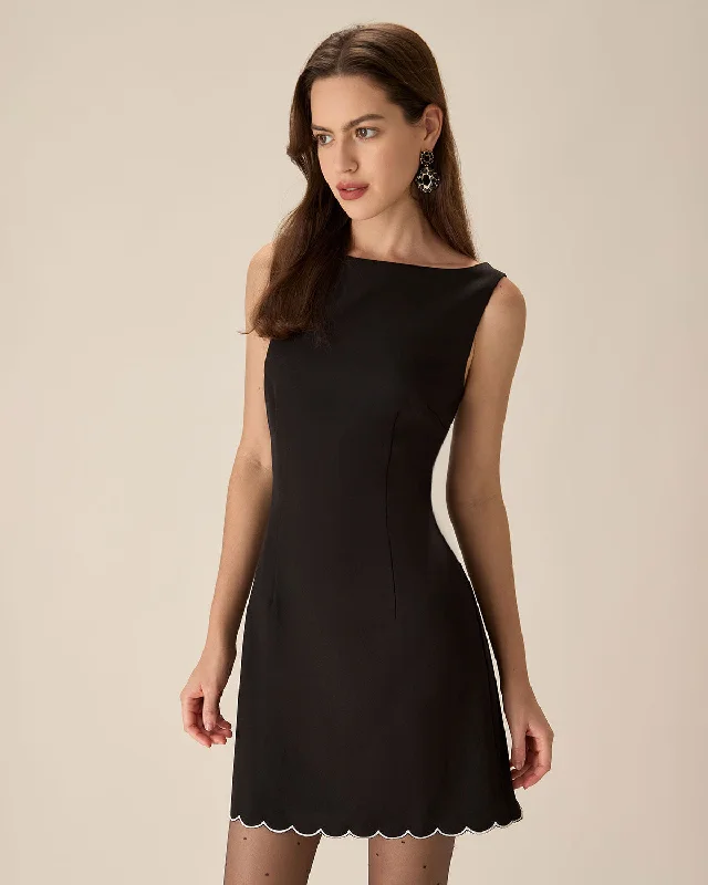 Dresses for romantic dates-Black Contrasting Sleeveless Mini Dress