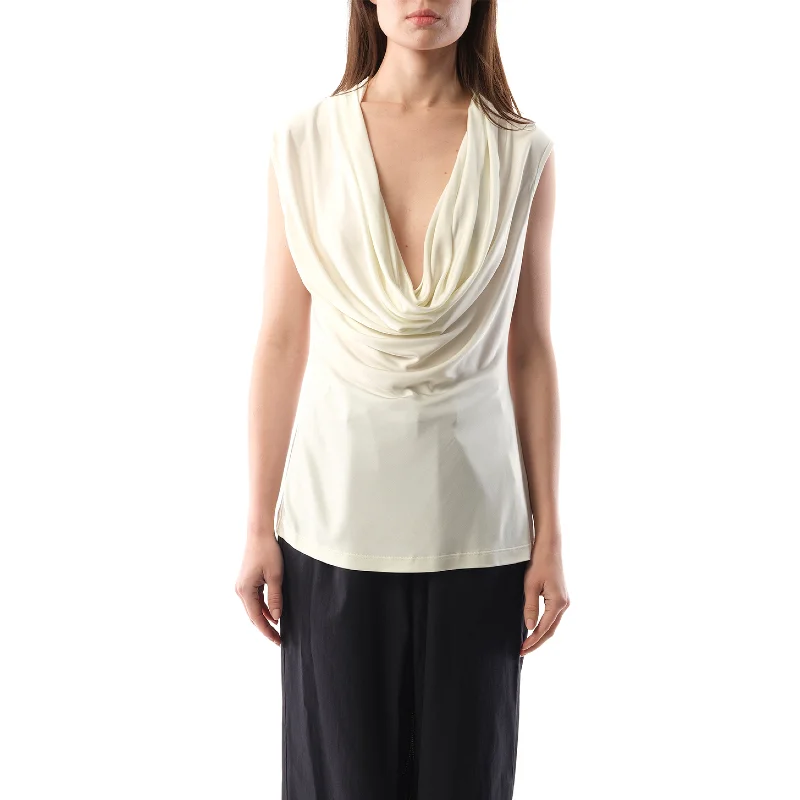 Best online music lessons-Sleeveless U Neck Top in Cream