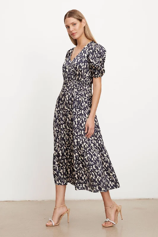 Dresses for boat trips-LYUDA PRINTED SATIN MIDI DRESS