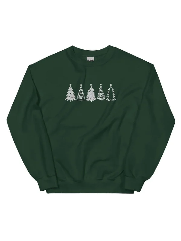 Hoodies & Sweatshirts runway inspired-Christmas Trees Heavy Blend Women's Crewneck Embroidered Sweatshirt