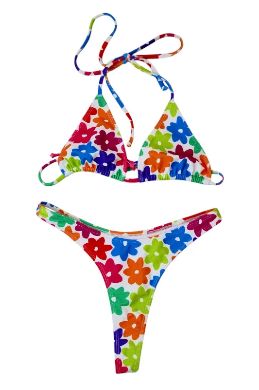 Swimwear for minimalist theme-Loleia - Rainbow Daisy Bikini