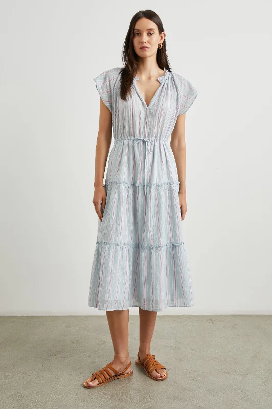 Dresses for rehearsal dinners-JUNI DRESS - PLACID STRIPE