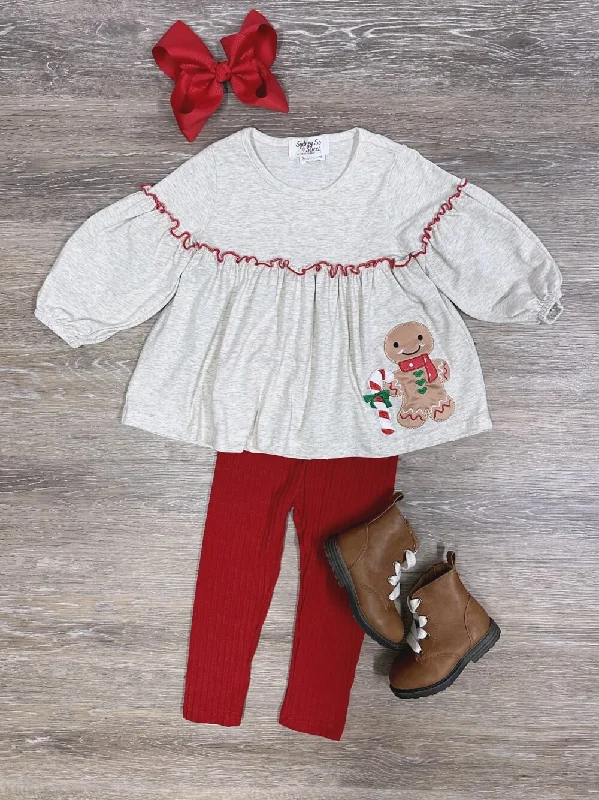 How to choose a humidifier-Gingerbread Cutie Girls Tunic Top & Red Leggings Outfit