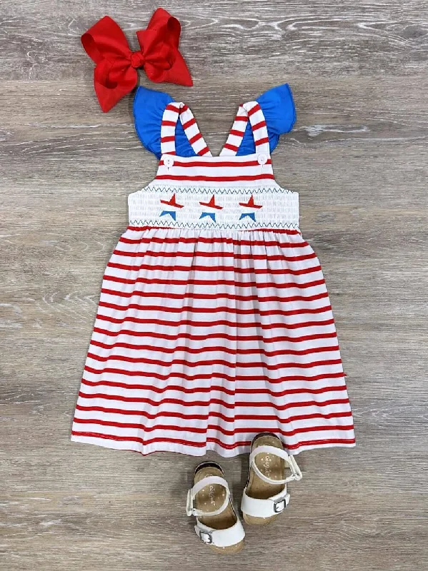 Dresses with high neck-Stars & Stripes Forever Girls Patriotic Tank Dress