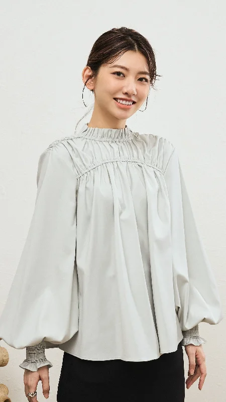 Women's Clothing 90s-Puff Sleeve Gathered Blouse