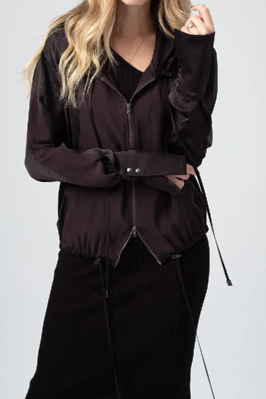 Hoodies & Sweatshirts famous-Viscose Satin Silk Georgette Hoodie in Must