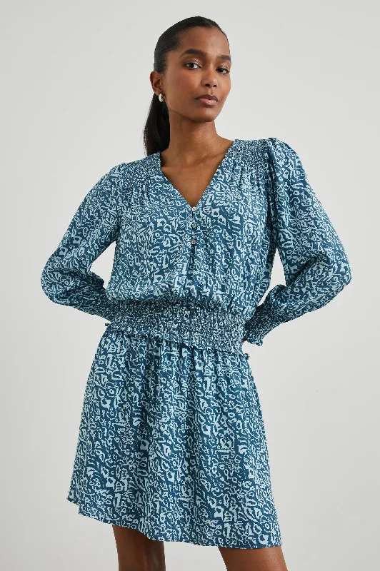 Dresses with linen-ZANA DRESS - BLUE HAVANA