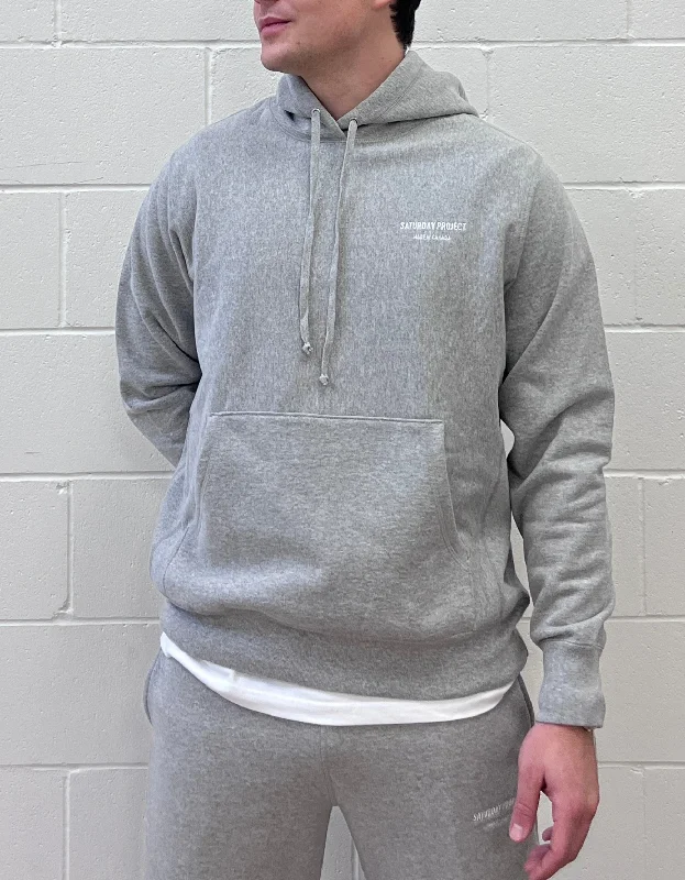 Hoodies & Sweatshirts fashion blog-Embroidered Logo Hoodie in Heather Grey