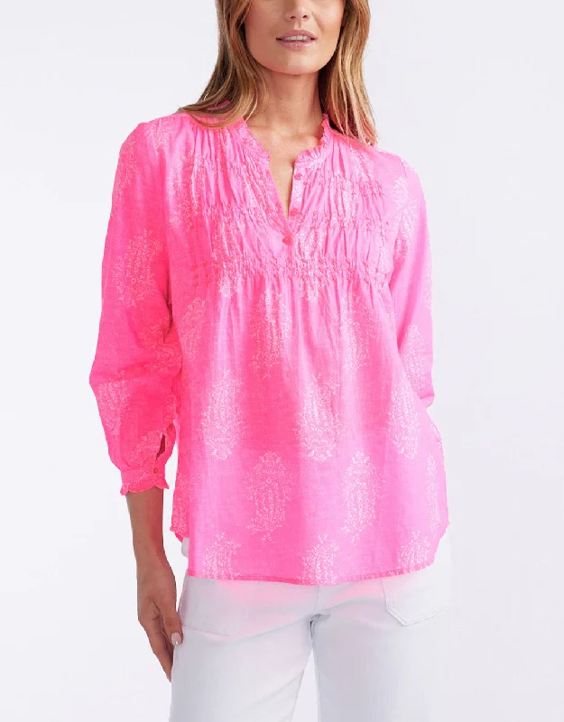 Women's Clothing floral-Charlie Cotton Blouse - Shrine Pink