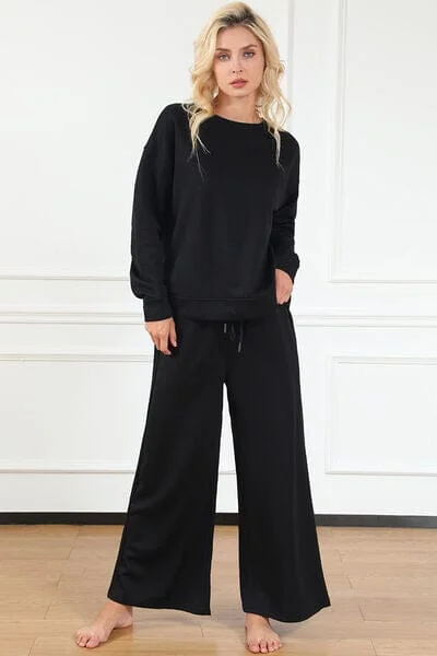 How to learn coding from scratch-Textured Long Sleeve Top and Drawstring Pants Set