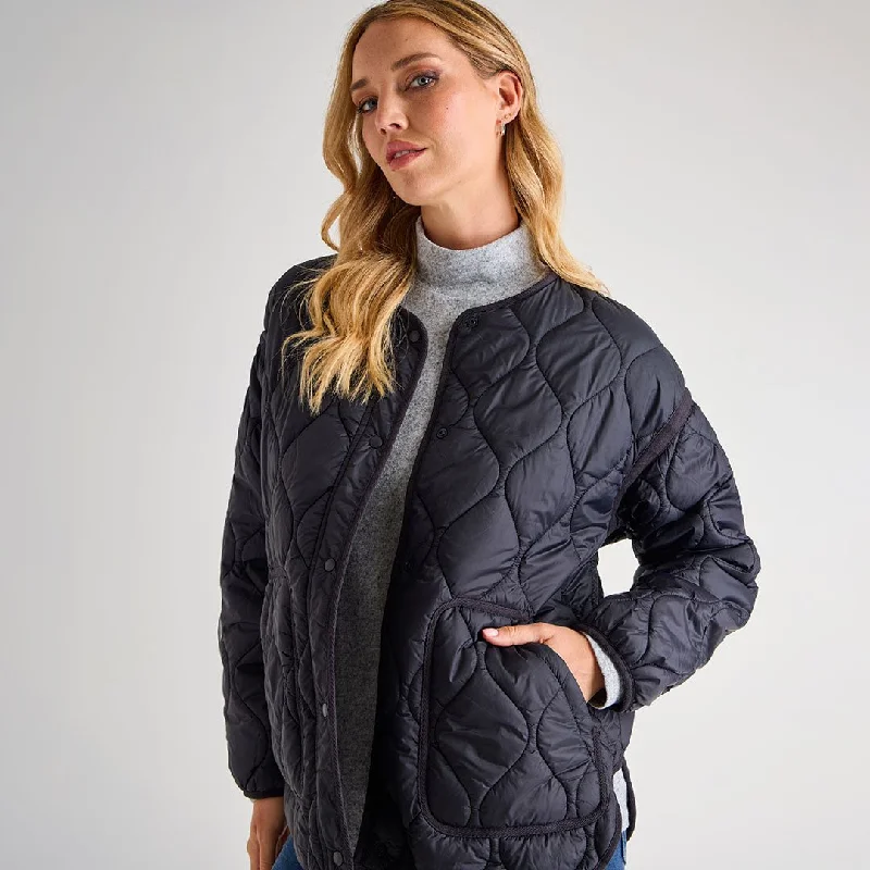 Jackets in tundra-Ladies Oversized Black Quilted Jacket