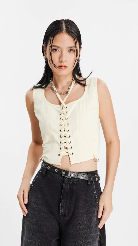 Women's Clothing white-Lace Up Corset