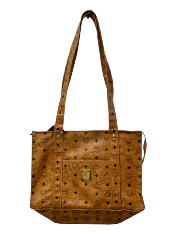 How to choose a dog breed-MCM Cognac Leather 2 Strap Monogram Top Zip Tote Bag