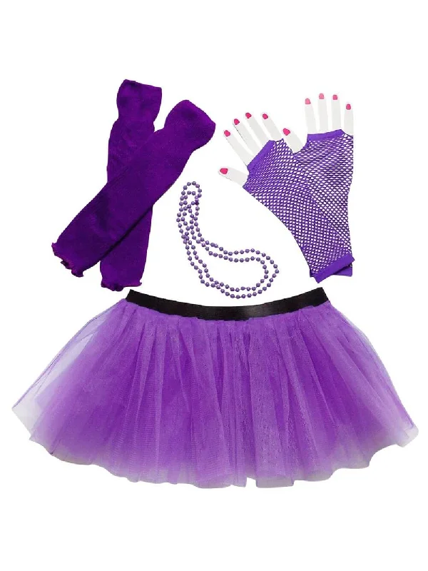 Latest fat-burning workout plans-80s Costume for Teens or Women in Neon Purple with Tutu & Accessories