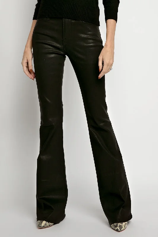 Bottoms in surf-Le High Flare Jean in Coated Noir