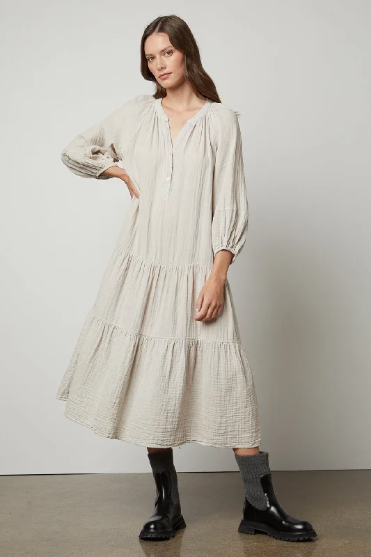 Dresses for bold statements-DIXON COTTON GAUZE TIERED DRESS