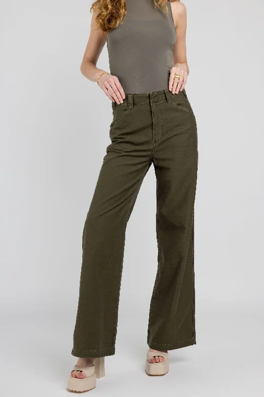 Bottoms for plus-size timeless-Paloma Utility Trouser in Tea Leaf