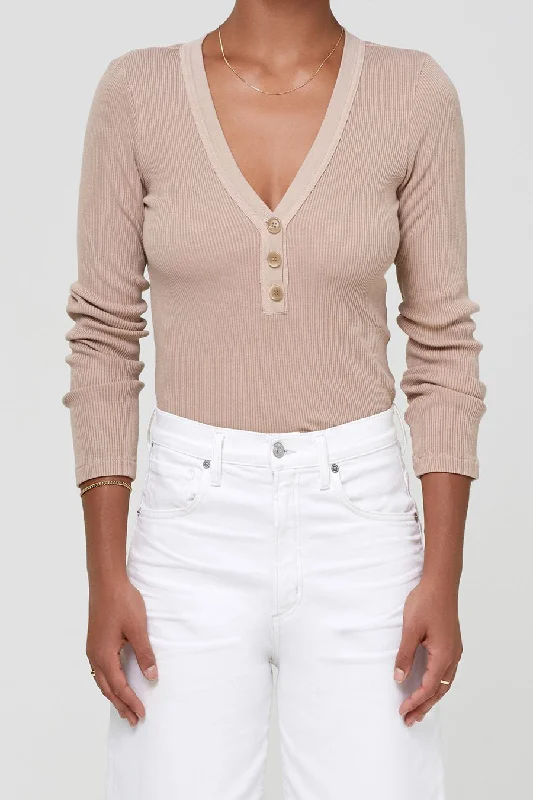 Women's Clothing Kickstarter-Scarlett Rib Henley in Nougat