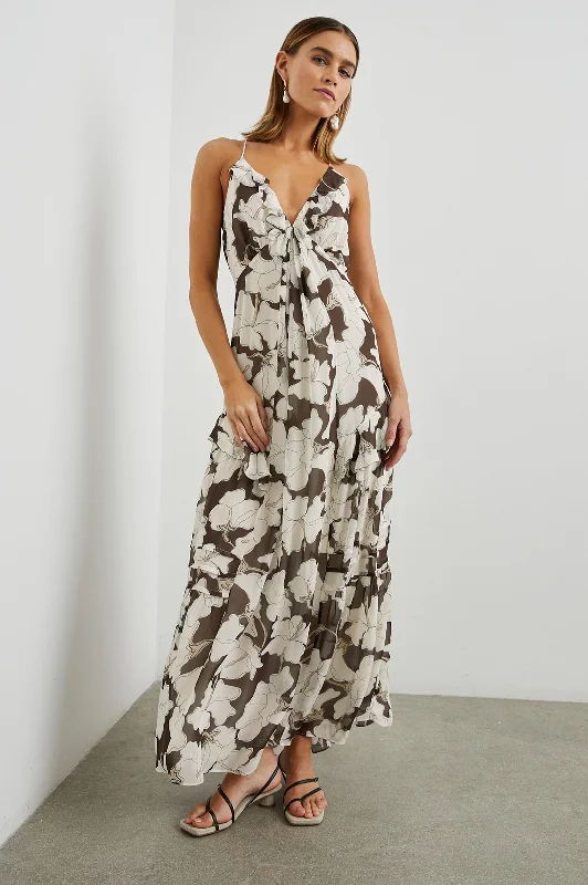 Dresses for tiered design-BOA DRESS - MOCHA FLORAL