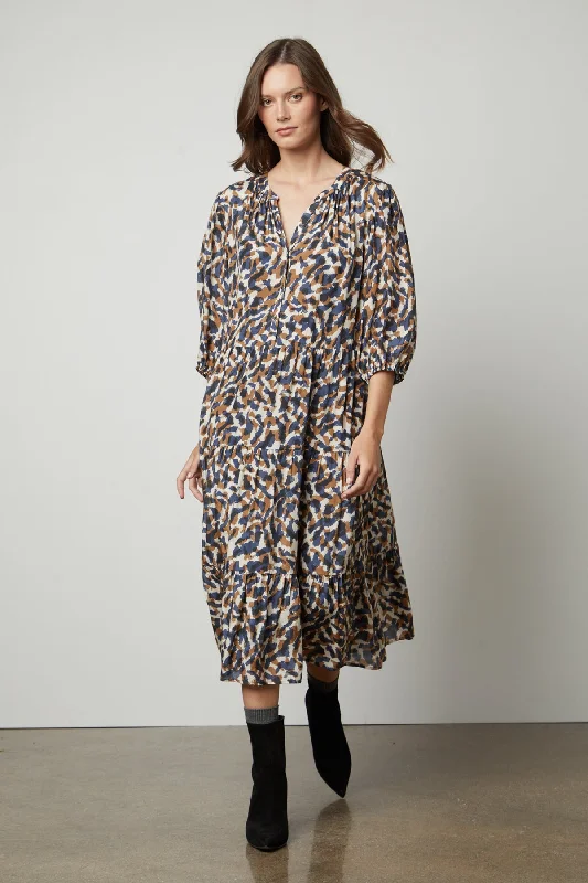 Dresses for wellness events-OTTILIE PRINTED BOHO DRESS