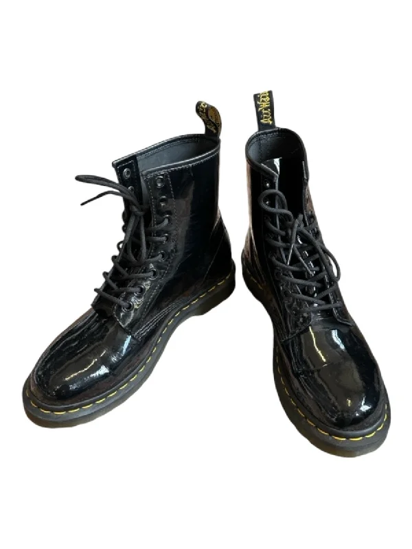 How to build a bookshelf-Dr Marten Shoe Size 9 Black Patent Leather High Top lace up Combat Booties