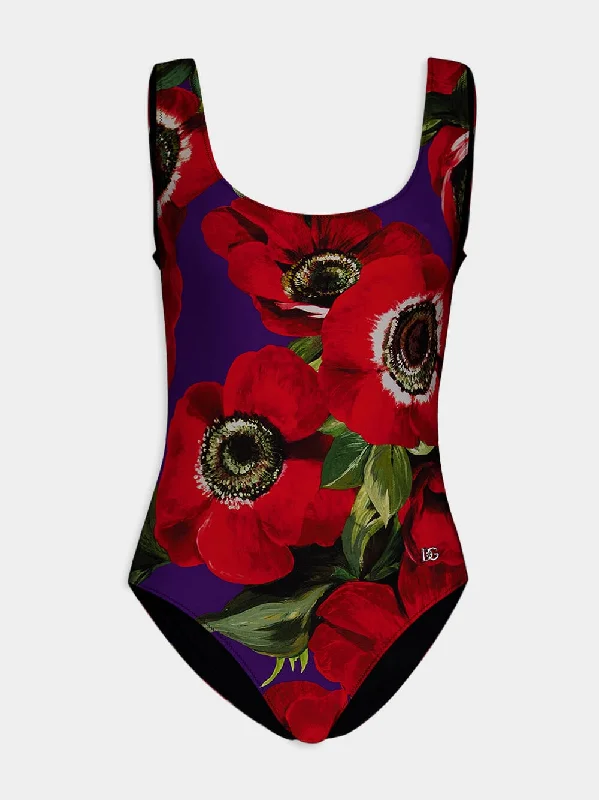 Swimwear for water resistant-Anemone Print Swimsuit