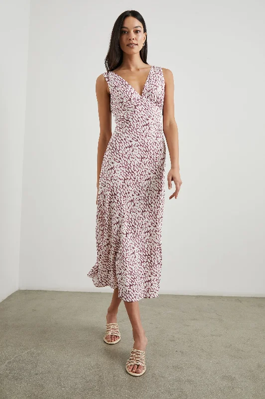 Dresses for sweetheart neck-AUDRINA DRESS - PINK STATIC LEOPARD