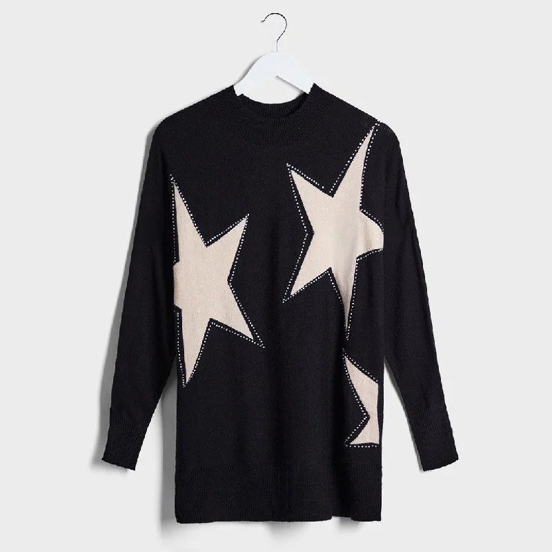 Sweaters with bubble hems-Ex Store Ladies Star Jumper