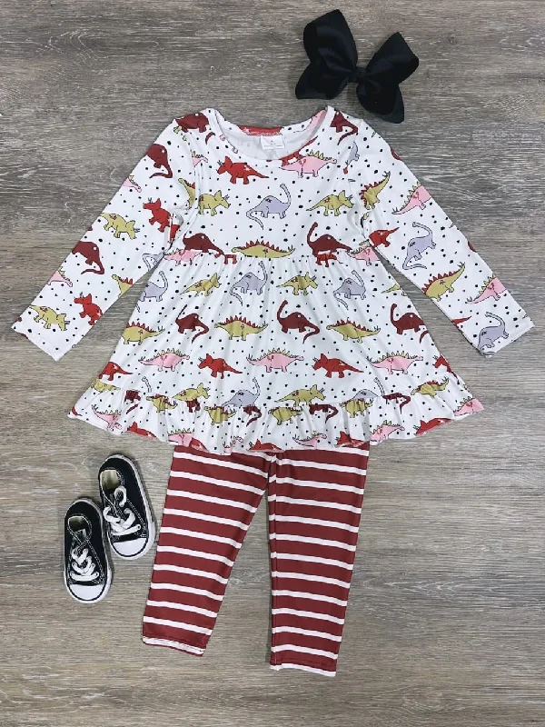 Top tips for video calls-Dinos for Days Tunic Top & Striped Leggings Girls Outfit