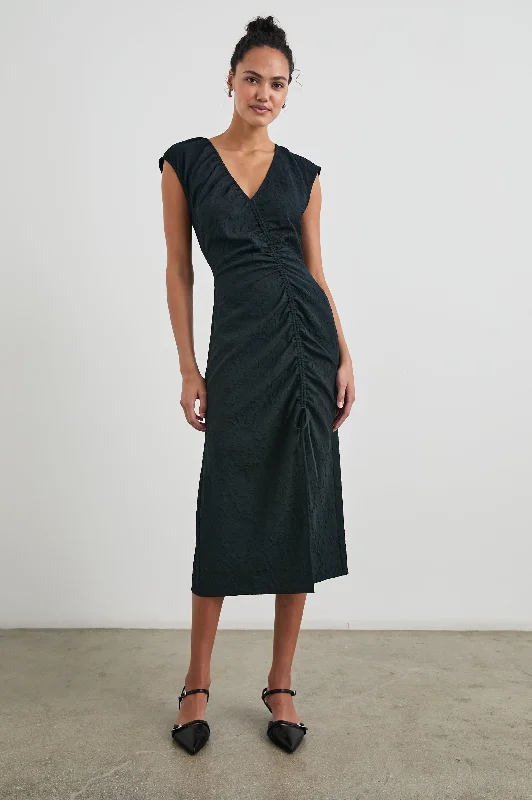 Dresses for Labor Day-AUREN DRESS - BLACK JACQUARD