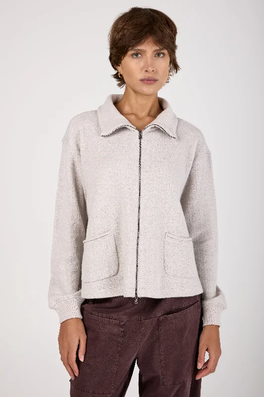 Jackets for breathability-Wool Viscose Zipped Jacket in Ice