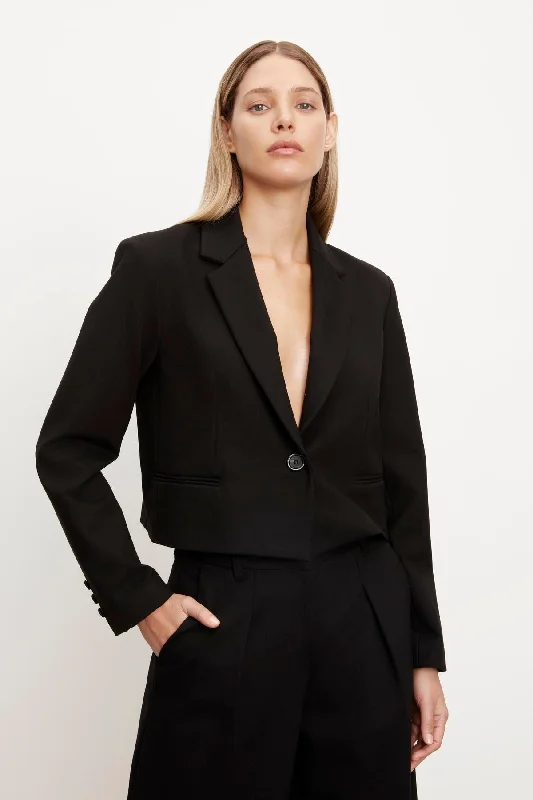 Jackets with patterns-ANYA PONTE CROPPED BLAZER