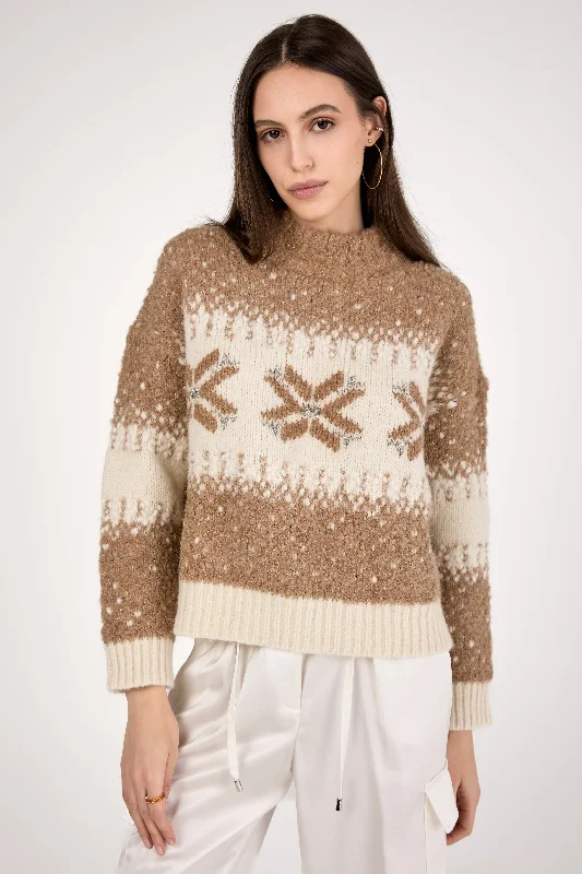 Sweaters in lagoon-Alpaca Sweater in Camel with Sequins