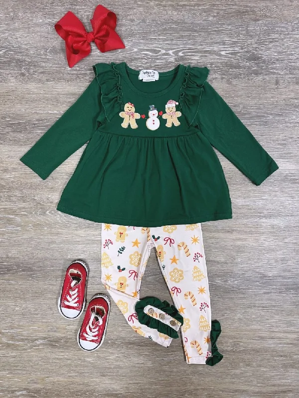 How to create a sleep schedule-Christmas Cookie Green Tunic Top and Leggings Girls Outfit