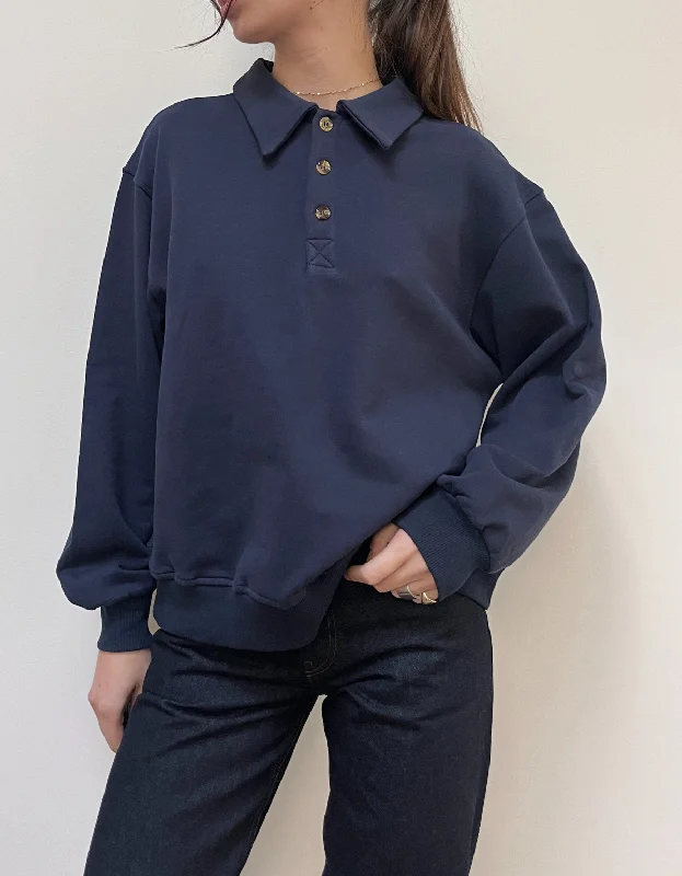 Hoodies & Sweatshirts experimental-Alma Polo Sweatshirt in Navy