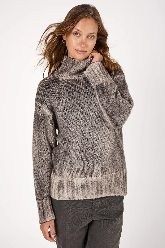 Sweaters with slit cuffs-High Neck Pullover in Carruba