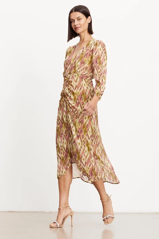 Dresses for pitch meetings-CAILEY PRINTED RUCHED DRESS