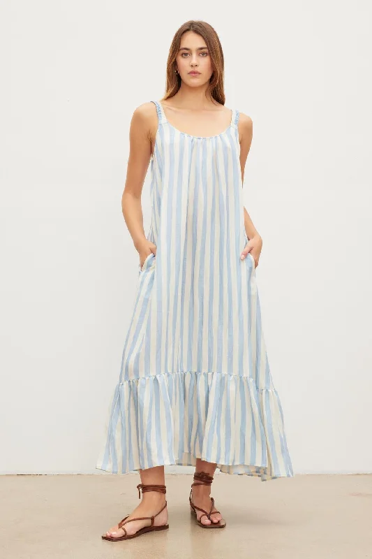 Dresses for TV interviews-MERADITH STRIPED LINEN MAXI DRESS