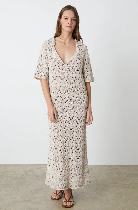 Dresses with pockets-JACQUELINE CROCHET STITCH MAXI DRESS