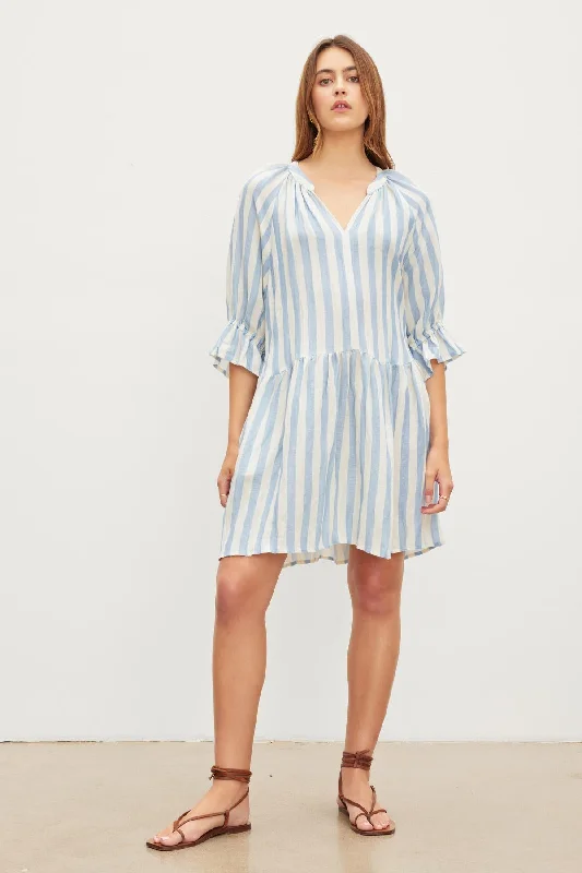 Dresses for holiday gifts-JESSICA STRIPED LINEN DRESS