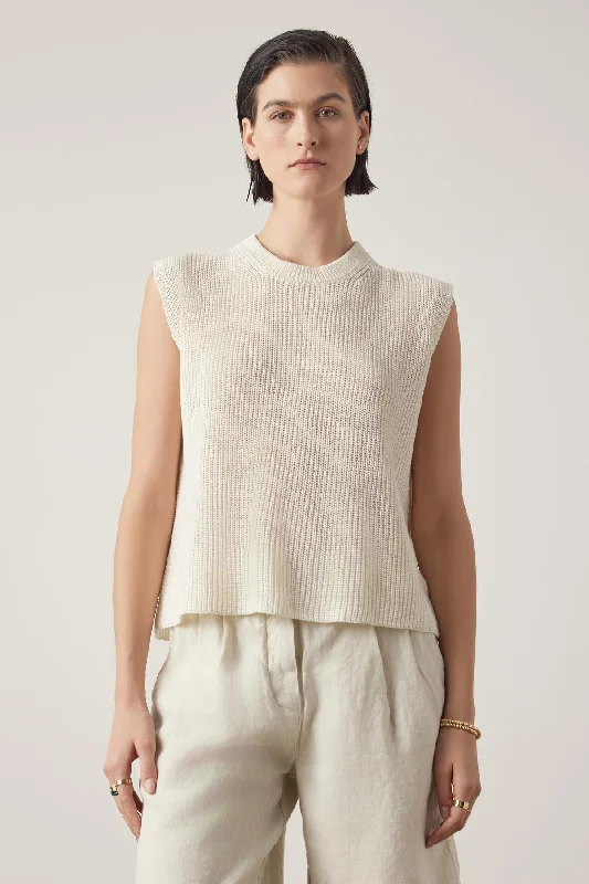 Sweaters with tucked hems-GARDENA LINEN SWEATER VEST