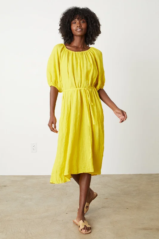 Dresses for Thanksgiving-ELLY LINEN MIDI DRESS