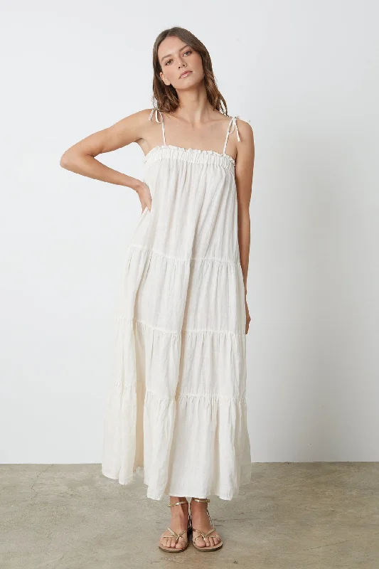 Dresses for cruise-CHARLIE LINEN TIERED DRESS