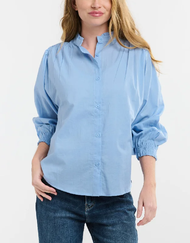 Women's Clothing cover ups-Clara Shirt - Sky Blue