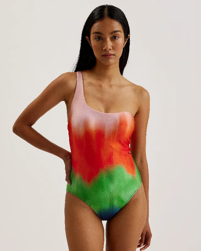 Swimwear for night swim-Sopeyaa Ombre One Shoulder Swimsuit Multicolor